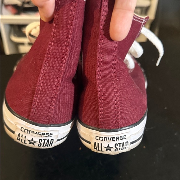 Maroon/Burgundy High-Top Sneakers with White Laces - Picture 2 of 4